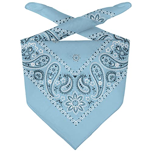 LIPODO Bandana da Uomo/Donna/Bambini - Fazzoletto in 100% Cotone - Fascia Multifunzione Taglia Unica (55 x 55 cm) - Azzurro - Una versatilità Senza confini