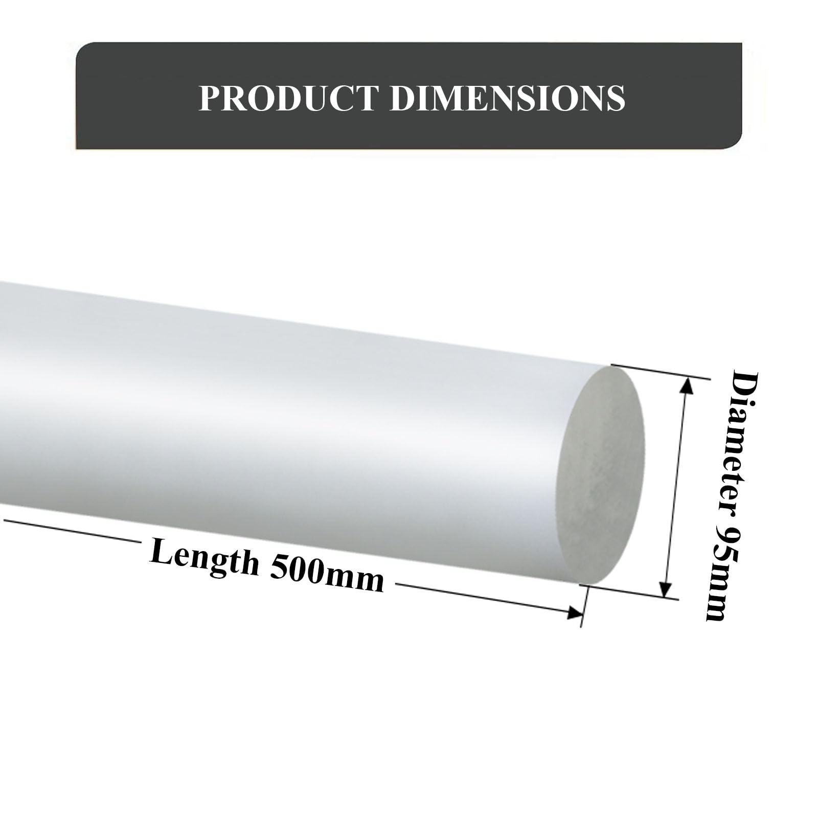 Acrylic Rod Clear Solid, Tige ronde en nylon PA6 500 mm blanc diamètre 90-120(Diameter 95mm)