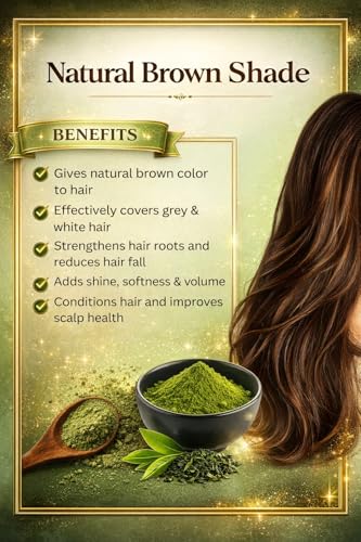 Image of Khadi Nyoli Natural Brown Herbal Mehndi Powder for Hair 100gm | Enriched with Amla,Shikakai,Bhringraj & Fenugreek powder| 100% Natural Ayurvedic Henna for Grey Hair Coverage | Chemical-Free & Ammonia-Free Hair Color | Long-Lasting Natural Black Hair Dye for Men & Women