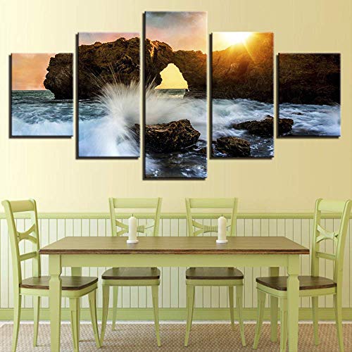 Tableau surf rock pour salon déco moderne dynamique en lot de 5 toiles - 4