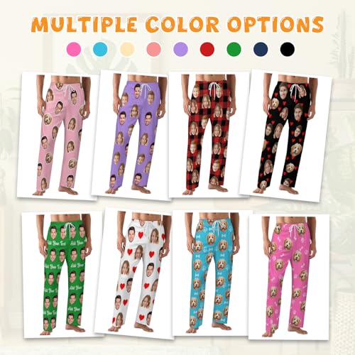 Custom Pajamas Pants with Photo Face, Personalized Pajama Sleepwear for Men Women Funny Couples Pjs Gf Gifts for Christmas3