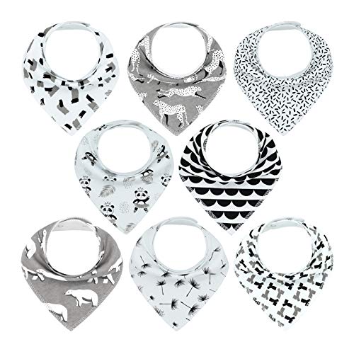 MYZIDEA Unisex 8-Pack Baby Bandana Drool Bibs for Boys and Girls. Baby Bibs Drooling and Teething, 100% Organic Cotton, Super Soft and Absorbent Bibs?Animals)
