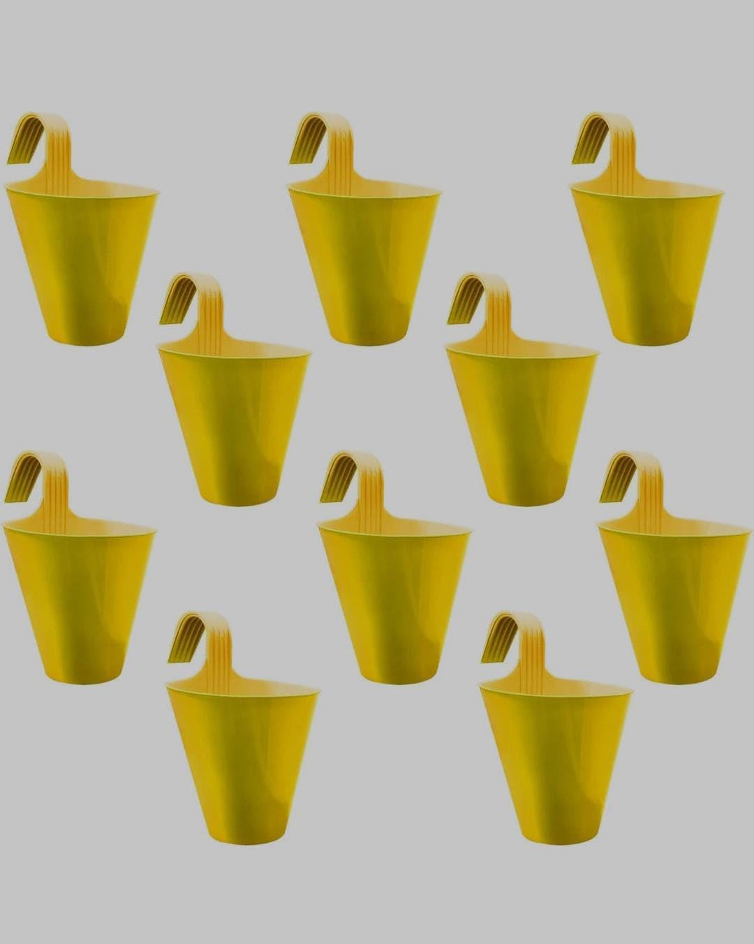 Dervino Plastic Hanging Planter for Plants, Railing Flower Pots, Pot Diameter (22 cm), Pot Height (17 cm) (Set of 10) (Yellow) (B0CV4B2HG3) Amazon Price History, Amazon Price Tracker