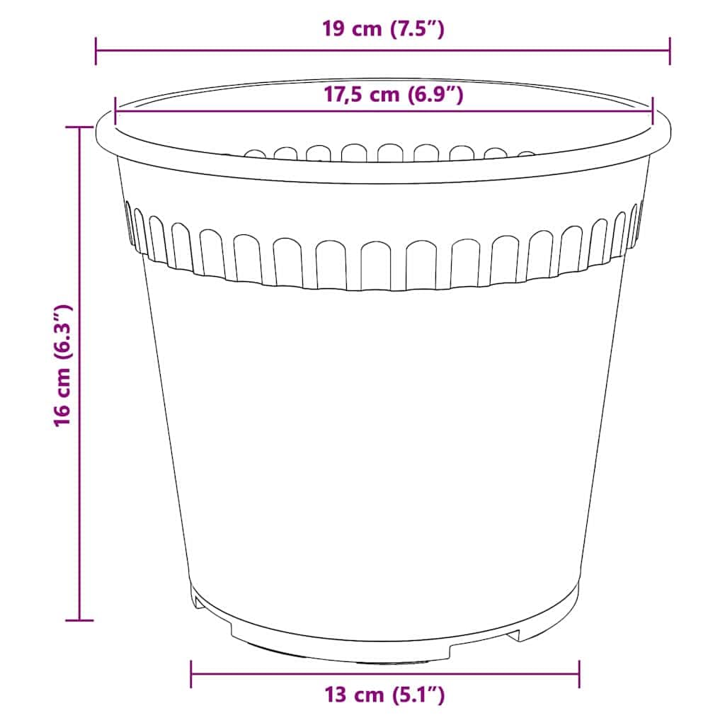 Blumentöpfe Schwarz Kunststoff 24 Stück Ø 19 x 16 cm mit Entwässerungslöchern gerolltem Rand für Balkon Garten und Innenraum vielseitig leicht und langlebig