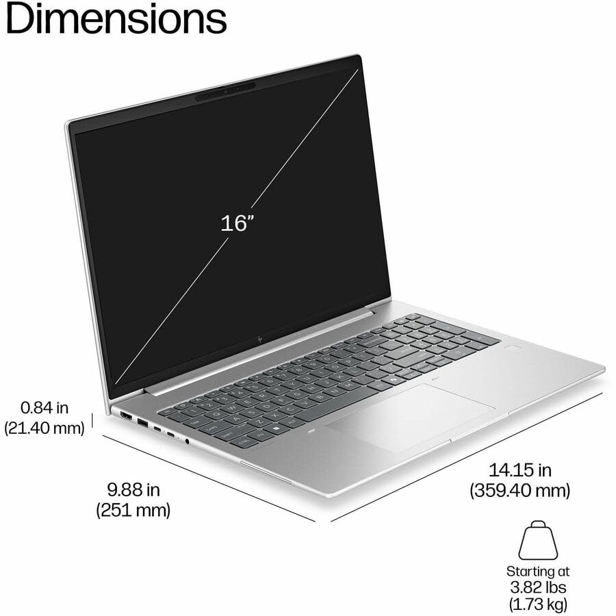 Image of HP EliteBook 6 G2a 16 inch Touchscreen Copilot+ PC Notebook - WUXGA - AMD Ryzen AI 7 PRO Ryzen AI PRO 400 450-48 GB - 512 GB SSD - English Keyboard - Pike Silver Aluminum - AMD Chip - 1920 x 1200 - Wind