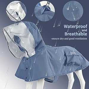 Waterproof dog raincoat adjustable reflective lightweight pet rain clothes with poncho hoodlarge bluegrey   cucciolini doodles