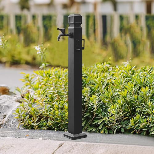PQVMZQEMQ Grifo de jardín Exterior de Acero Inoxidable, Columna Vertical Cuadrada Independiente con Grifo, Fuente Decorativa con dispensador de Agua (Altura: 60 cm/23,6 Pulgadas)