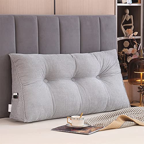 Trangle Headboard Pillow, 39  Wedge Pillows with Removable Cover Bed Pillow Headboard Reading Pillow for Bed,Sofa(Gray)