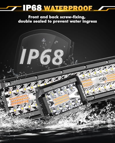 Image of Auxbeam 20 Inch 420W LED Light Bar 2PCS 4 Inch 120W Light Pods, Amber White Strobe Off Road Fog Lights, 6 Modes Memory Reset Function Yellow Spot Flood Driving Work Ditch Lights for Truck Car ATV
