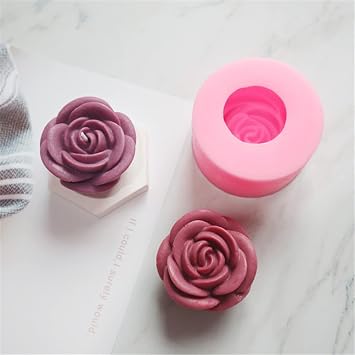 2 Mold Packed DIY 3D Rose Candle Mold Flower Soap Molds Decorated Wax Melt Mould Resin Epoxy Gypsum Clay Crafts Silicone Mould Chocolate Mousse Cake Ice Jelly Silicone Mold