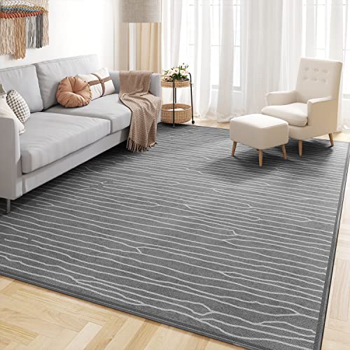 Resare Moroccan Area Rugs For Living Room, Grey Washable Rug For Bedroom,Gray Neutral Carpet With Striped Modern Design For Dining Home Office 8X10Ft #TOP2
