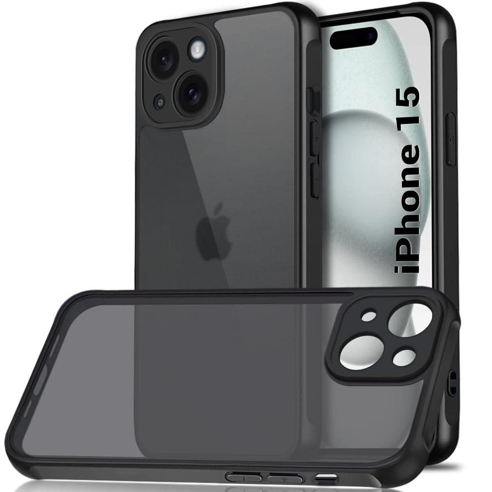 TheGiftKart Ultra-Hybrid Shockproof Back Cover Case for iPhone 15 | Camera Protection Bump | Hard Back Cover Case for iPhone 15 (PC & TPU, Smoked Matte Back, Black Sides) (B0CTHBV6QX) Amazon Price History, Amazon Price Tracker