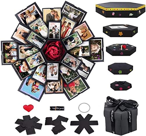 kongchan Explosion Box 6 Faces Creative Gift Box, 18.5*18.5INCH Love Memory DIY Handmade Photo Album Scrapbook, Surprise Birthday Gift, Wedding or Valentine's Day (HX001)