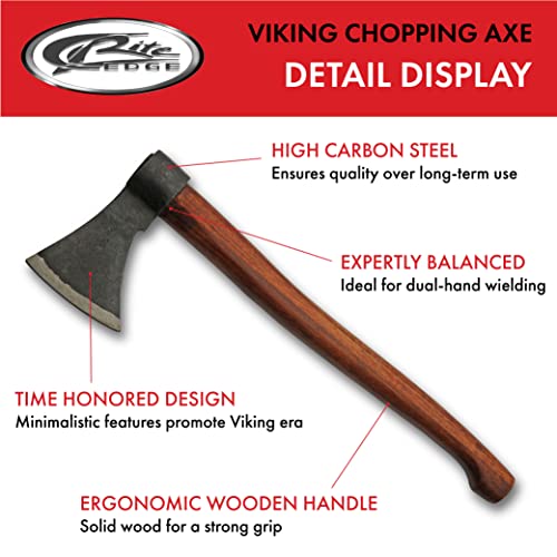 SZCO Supplies 18” Hand Forged Wood Handled Carbon Steel Viking Style Chopping Axe, Brown (242602)