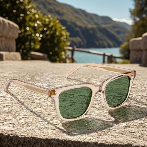 AVAWAY Polarized Sunglasses for Men UV Protection, Square Acetate Frame Outdoor Driving Sun Glasses2