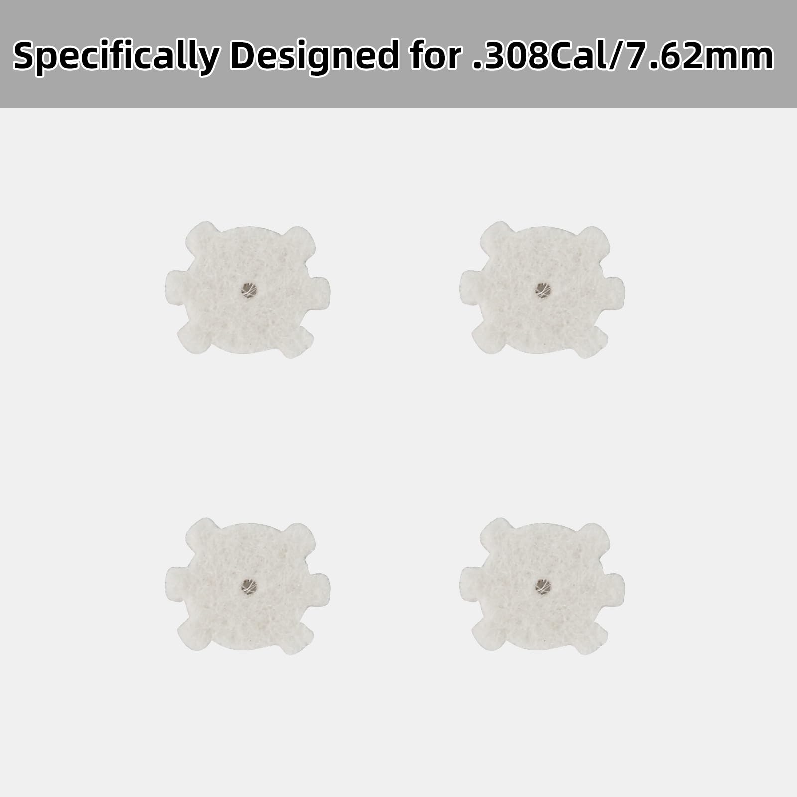 100 Pack Miaozhun .308Cal 7.62mm Wool Star Chamber Cleaning Pads with Rod Fitting Adapter