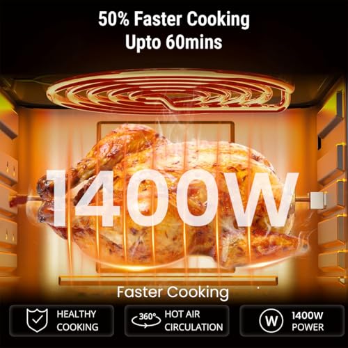 INALSA Air Fryer 5.5 ltr|1400 W with Air Crisp Technology|Air-Fryer with Digital Display|8 Preset Menu & Function Symbols|Air fry, Bake,Roast,Reheat,Dehydrate|Airfryer Recipe book(Tasty Fry D5.5) view 2