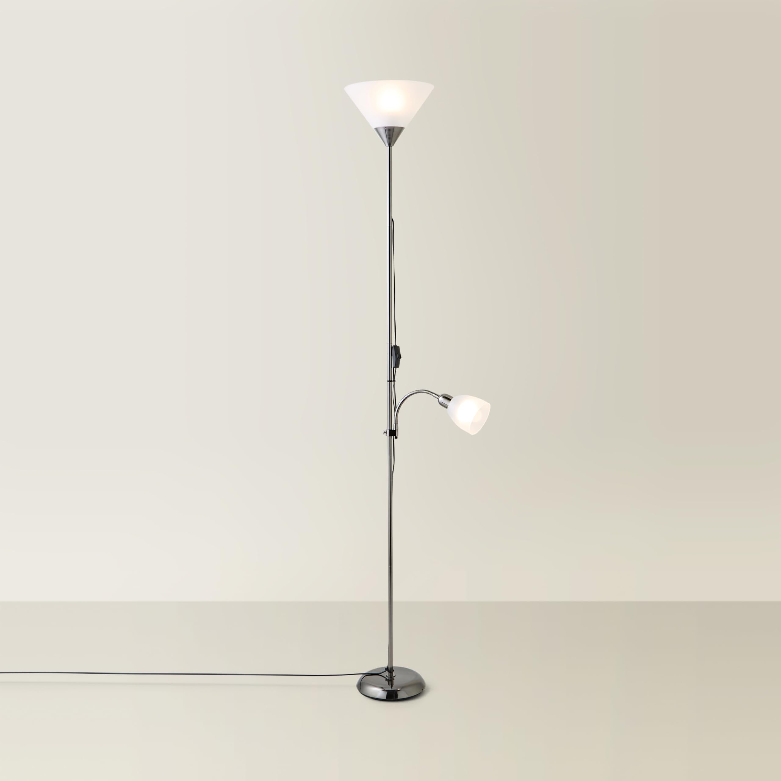 Valuelights Black Mozz Mother & Child Uplighter Floor Lamp With Side Lamp & Led Bulbs In