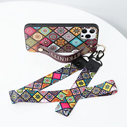 Yoedge Hand Strap Case For Apple Iphone Xr 6.1" With Lanyard And Kickstand, Adjustable Shock Wrist Strap Band With Fashion Retro Design Neck Cord Shockproof Protective Phone Case, Retro #TOP6