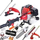 Foto di Dealourus - Utensile multifunzione 5 in 1 da giardino, tosaerba a benzina, tagliasiepi, decespugliatore, motosega, tagliabordi, potatore, moto-scopa, asta estendibile