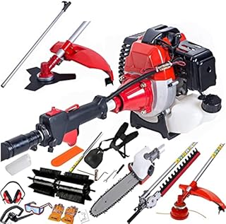 Dealourus 5 in 1 Multi Function Garden Tool Petrol Strimmer Brush Cutter Chainsaw hedge trimmer pruner power sweeper broom extension pole
