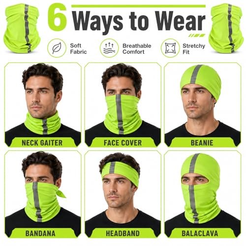 Image of SATINIOR 4 Pcs Neck Gaiter Face Mask for Men Reflective Face Cover Scarf Summer UV Sun Protection Balaclava Bandana for Work