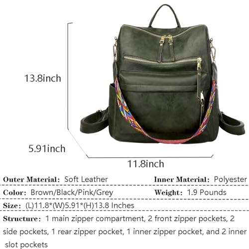 Image of Women's Fashion Backpack Purse for Women Leather Multipurpose Design Ladies Shoulder Bag Travel bag Satchel Handbags