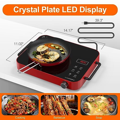 VBGK Electric Cooktop, 110V Single Electric Cooktop, Electric Stove Top with Knob Control, 1800W Countertop Burners 9 Power Levels, Child Safety Lock and 240 MinTimer by VBGK - Used condition - Image 8