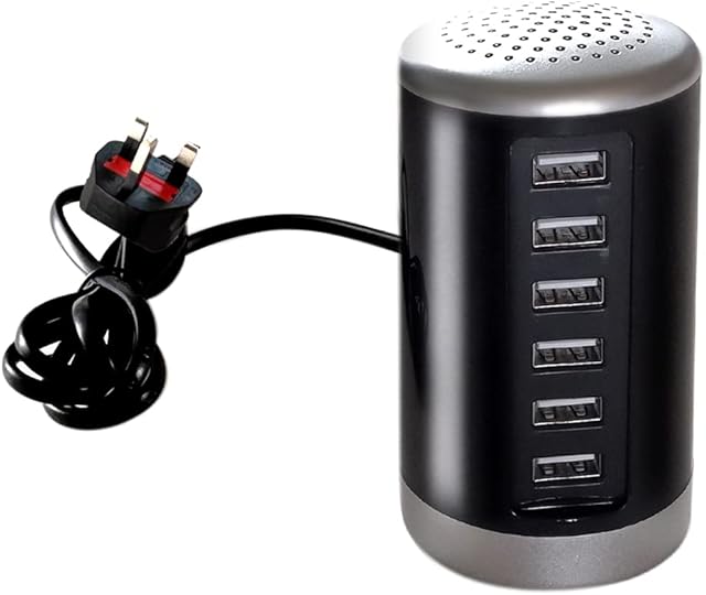 balabaxer USB Charger station,Desktop USB Charging Station for multiple devices,Multi Ports USB Charger Charging for Apple Devices, SmartphonesTablesand More Devices. (6-port, black)