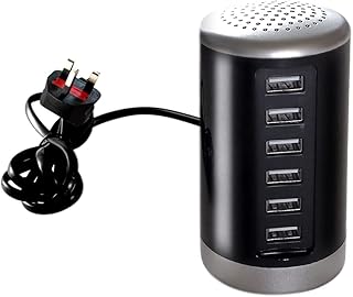 balabaxer USB Charger station,Desktop USB Charging Station for multiple devices,Multi Ports USB Charger Charging for Apple Devices, Smartphones，Tables，and More Devices. (6-port, black)