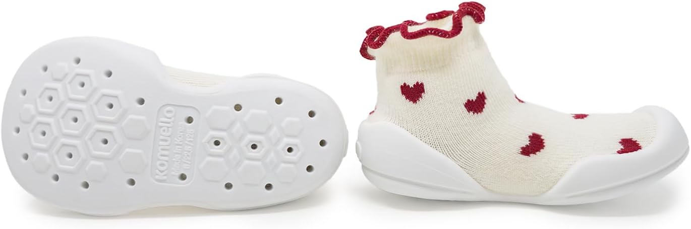 Komuello Toddler Shoes for Girls – Breathable, Washable, Non-Slip Sock Shoes with Air Cushion Sole – Durable, Stay-On, Indoor/Outdoor, BPA-Free