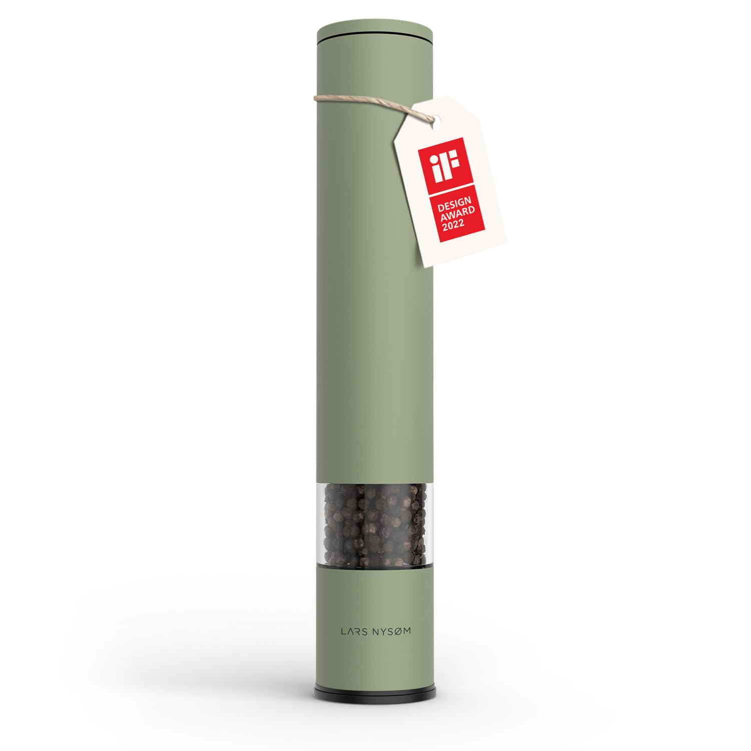 LARS NYSØM Pfeffermühle manuell groß (28,8cm) mit einstellbarem Keramikmahlwerk I Salzmühle Pfeffermühle Gewürzmühle (1 Stück) (Sage Green)