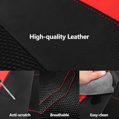 Image of HChengkikz Front Car Seat Cover, Breathable and Sporty (Black + Red)
