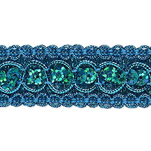 Expo International Trish Sequin Metallic Braid Trim Embellishment, 20-Yard, Turquoise