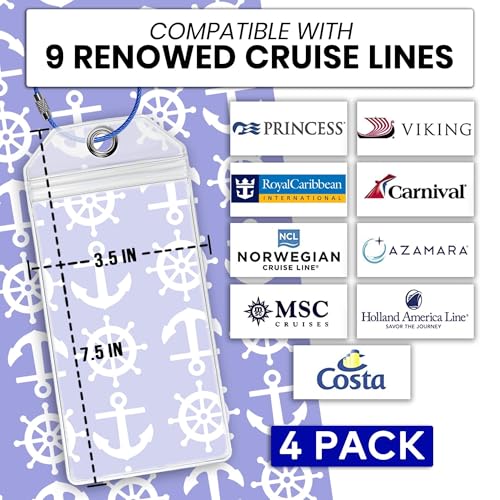 Cruise Luggage Tag Holders fit for All Printed Cruise Luggage Tags (Set of 6 ea with Colored Wire Loops) by Beluga Gears2