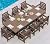 SERWALL 9 Piece Outdoor Dining Set, 84" HDPE Outdoor Table and Chairs for 8?All Weather Patio Furniture Set with Umbrella Hole for Backyard, Garden, Brown