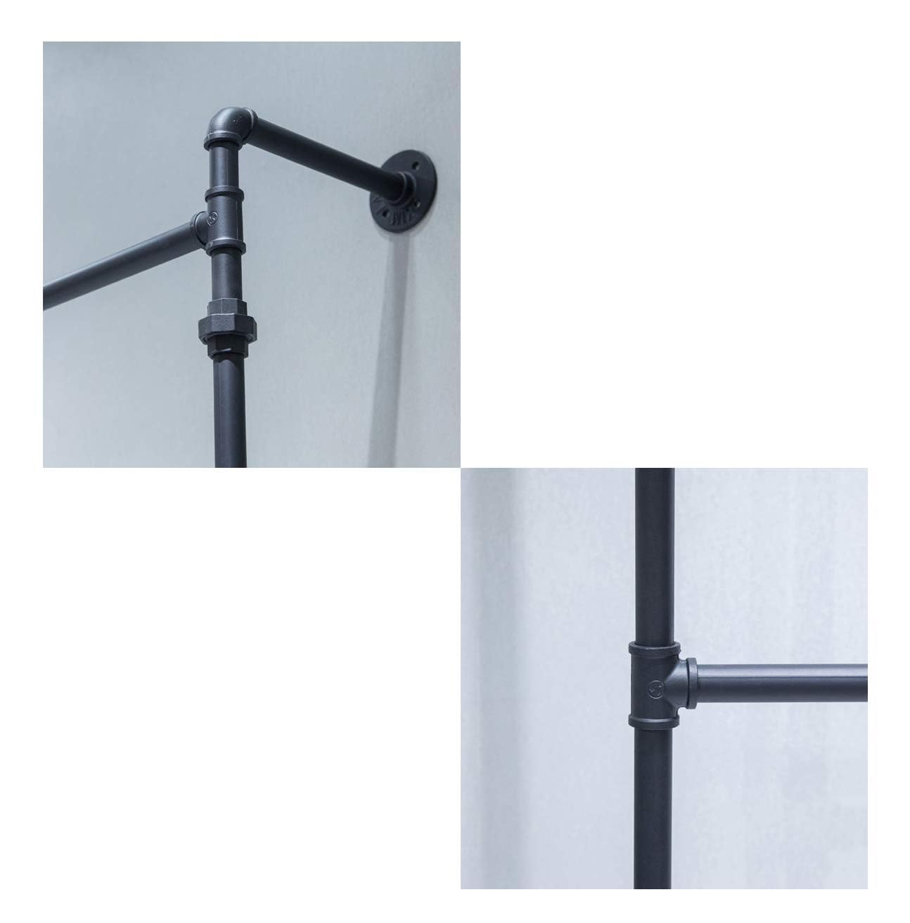 ERYTLLY Appendiabiti Da Parete Industriale – 2 Aste In Ferro 91,9 Cm – Kit Multiuso Per Armadio – Nero