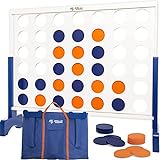 Giant 4 in A Row, 4 to Score with Carrying Bag - Premium Wooden Four Connect Game Set in 2' White Wood by Rally & Roar - Oversized Family Outdoor Party Games for Backyard, Lawn, Parties, Bar Game