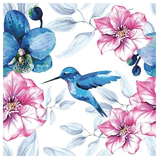 Keep Unique 20-ct 13x13 Birds Paper Luncheon Decoupage Napkins, 3-Ply Servilletas Printed Hummingbird Watercolor Cocktail Napkin for Art, Dinner and Party, Disposable Napkins Decorative