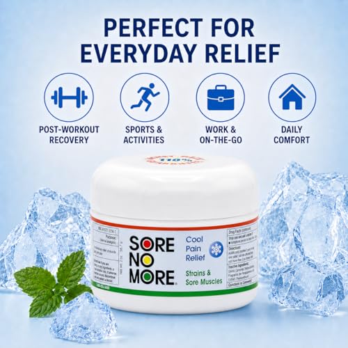 Image of Sore No More Cool Relieving Gel for Muscles & Joints Aches & Pains Associated with Strains, Bruises & Sprains | Absorbs Quickly with a Refreshing Lemon Aroma | 2 oz Jar