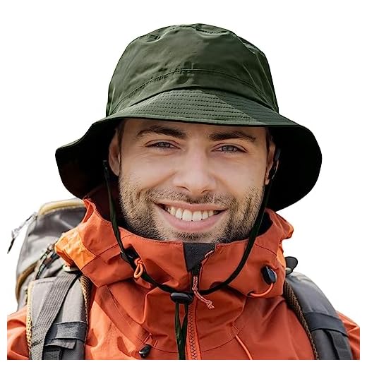 TOP-EX Mens Waterproof Bucket Hat for Walking Golf Safari Rain Hats UPF 50+ Sun Hat Packable All Weather Hat Windproof Chin Strap Breathable Adjustable Green XL/XXL