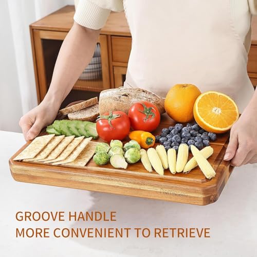 Tabla de cortar grande de madera con mango y canal para jugos miniatura 4