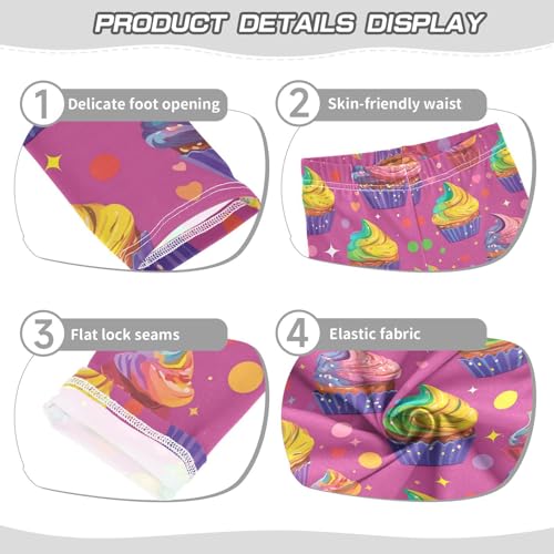 Rainbow Cupcakes Girls' Leggings Toddler Doodles Kids Yoga Pants Dance Active Tights 4T3