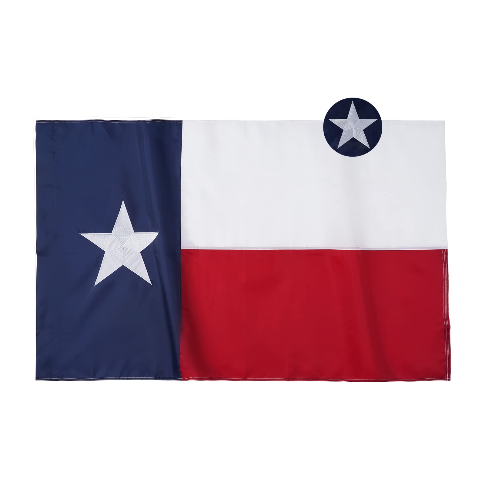 Homissor Texas Flag Sleeved TX State Flags 3x5 Outdoor Embroidered Star Heavy Duty Nylon Sleeve with Vivid Color