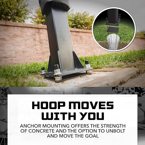 Image of Silverback Height Adjustable In-Ground Basketball Hoop with Tempered Glass Backboard, Pro-Style Breakaway Rim & Backboard Pad