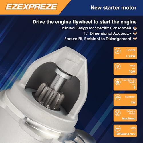 Image of Ezexpreze 6947 Starter Compatible with Chevy Malibu 08-14, Equinox 10-17, Impala 14, Cobalt 08-10, HHR 08-11 & GMC Terrain 10-17 & Buick Lacrosse, 2.0L 2.2L 2.4L, 12V 1.4KW 9-Tooth Clockwise