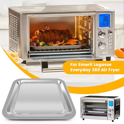 Image of Air Fryer Grill Pan for Emeril Lagasse Everyday 360 Air Fryer, 12''x10'' Stainless Steel Air Fryer Accessories Replacement Crisper Tray Bake Pan, Not fit for Emeril Lagasse 26 QT 25 QT French Door