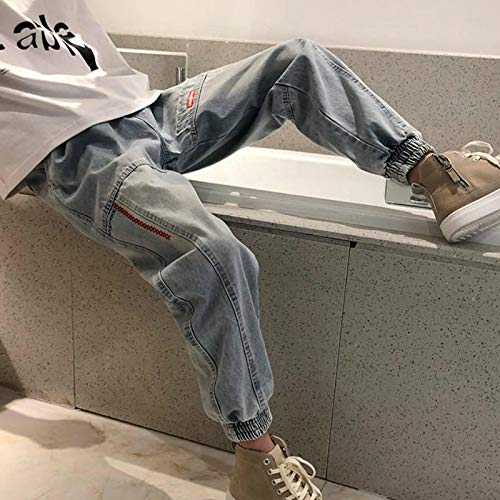 Jeans Jeans Cintura De Hombre Chic Tobillo Casual Patchwork Tallas Grandes 4XL Pantalones De Mezclilla Sueltos para Hombres Pantalones Rectos Juveniles All-Matc