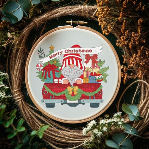 Image of Peacoblue Water Soluble Embroidery Patterns for Beginners, Christmas Fairy Elves Gnome Socks 4 Sheets with 20pcs, Wash Away Embroidery Pattern Stabilizer for Hand Sewing Lover Women Adults