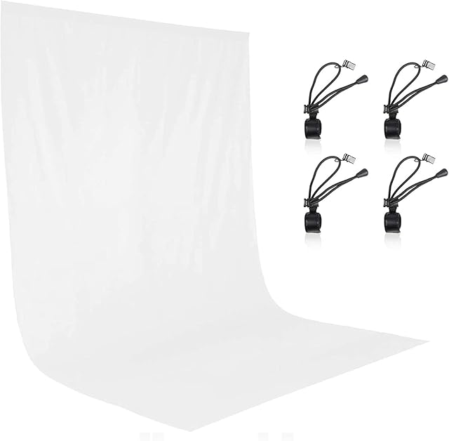 EMART 6x9ft White Backdrop for Photography, 1.8x2.8m 100% Muslin Photography Backdrop White Photo Backdrop Collapsible Background for Photo Video Studio, 4 x Backdrop Clip